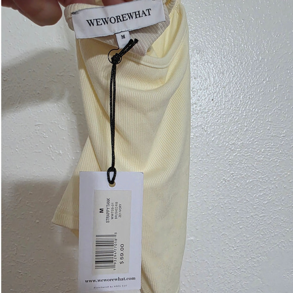 WeWoreWhat Strappy Halter Neck Tank Top In Ivory Crisscross Crop Square Neckline - Picture 5 of 8